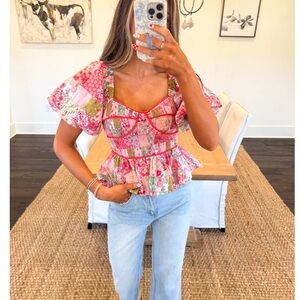 Chic Patchwork Puff Sleeve Blouse